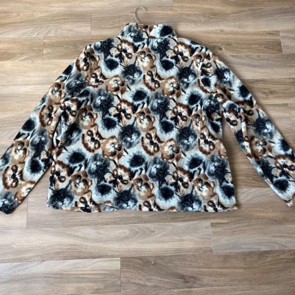 cat print fleece zip shirt jacket cat animal print size XL - Picture 5 of 11